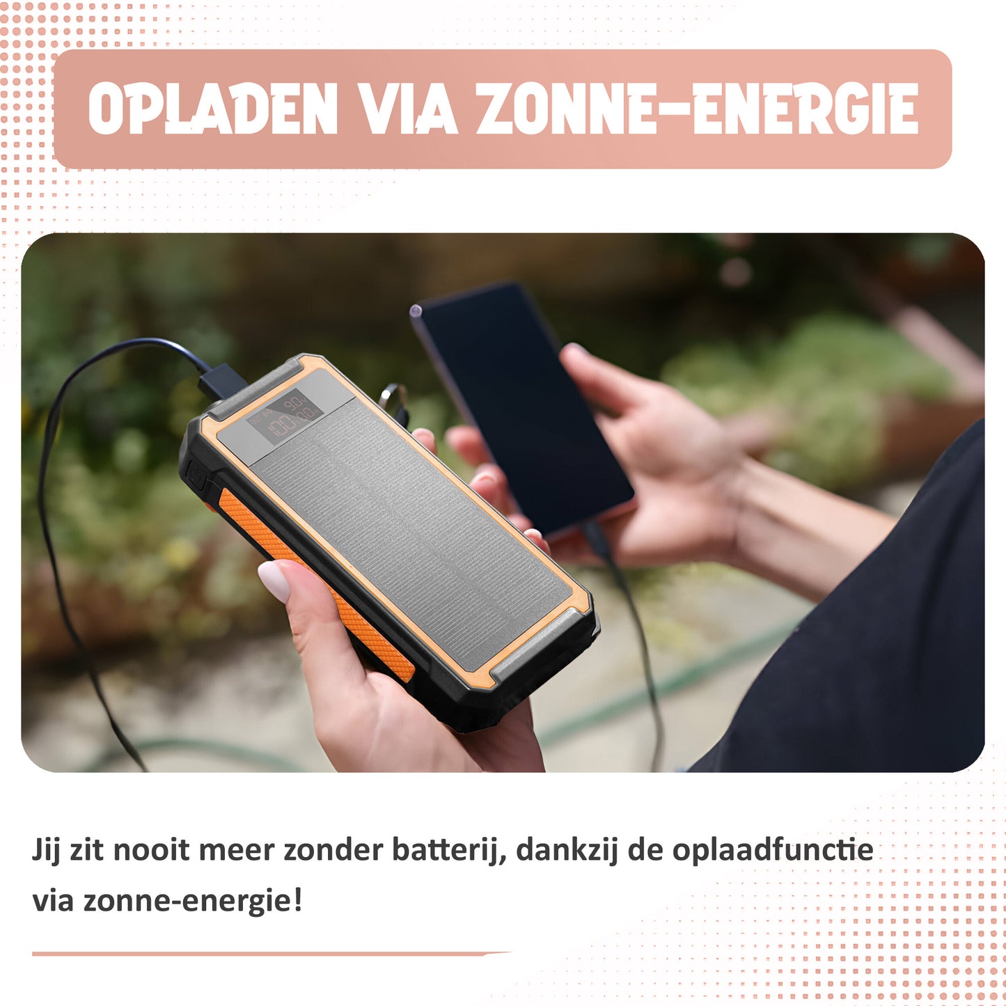 LAKOO - Solar Powerbanks - powerbank zonneenergie - powerbank Iphone - 30000MHA-Babyphone - Babyfoon - Zonneergie - Waterproef-Ledverlichting - Draadloosladen - Aansluiting voor de Babyfoon