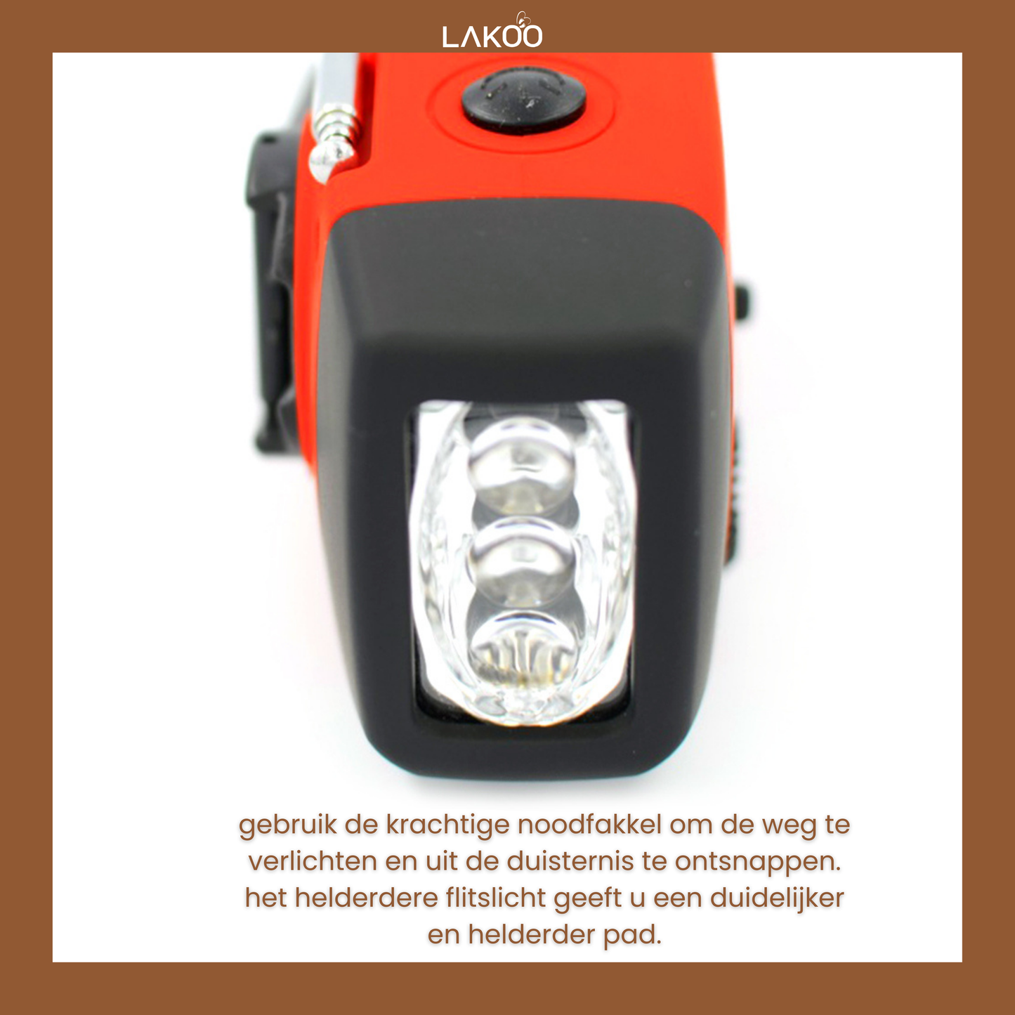 Lakoo Multifunctioneel Draagbaar Noodhulpmiddel met Powerbank, FM-radio, Zaklamp & Zonnepaneel