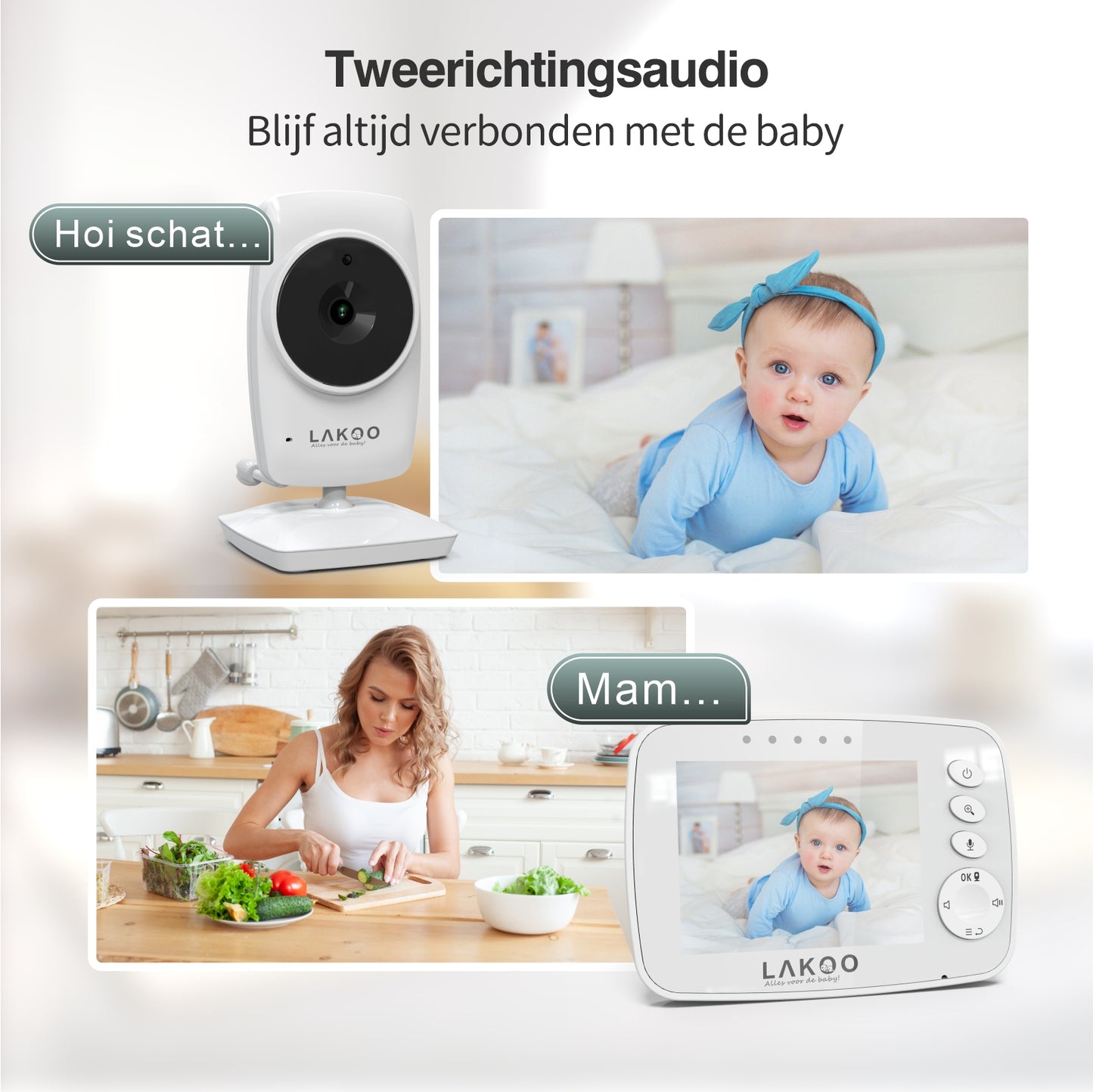 LAKOO MiniGuard set van 2 Babyfoon - Babyfoon met camera - Uitbreidbaar