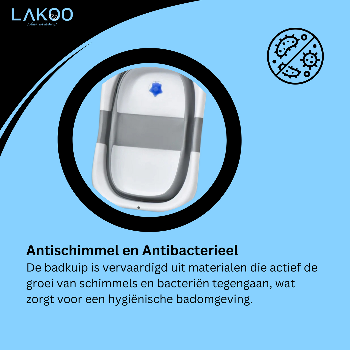 LAKOO Antibacteriële Opvouwbare Babybadkuip