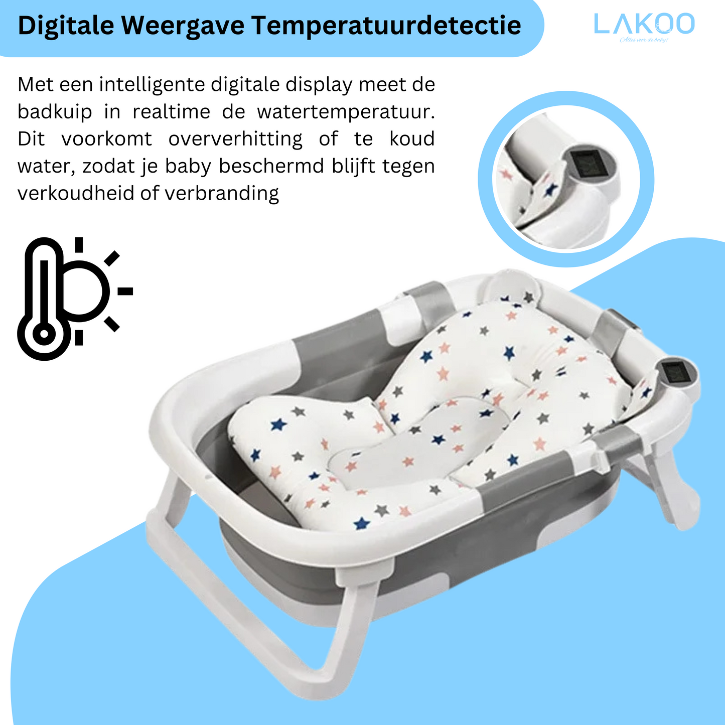 LAKOO Antibacteriële Opvouwbare Babybadkuip