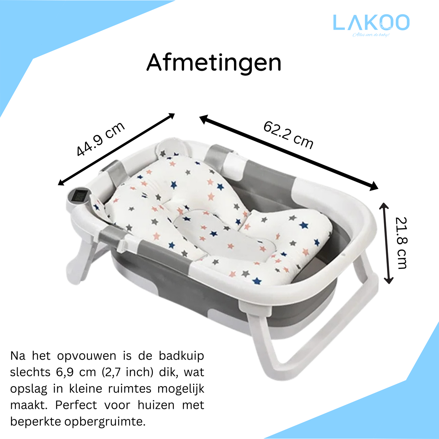 LAKOO Antibacteriële Opvouwbare Babybadkuip