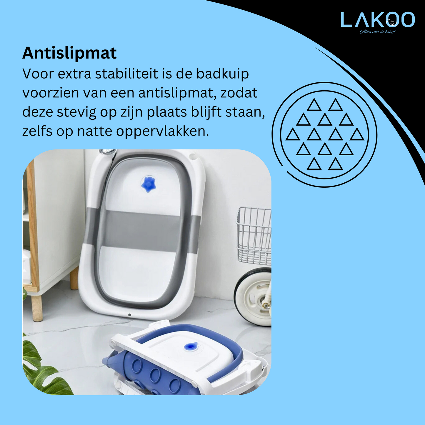 LAKOO Antibacteriële Opvouwbare Babybadkuip