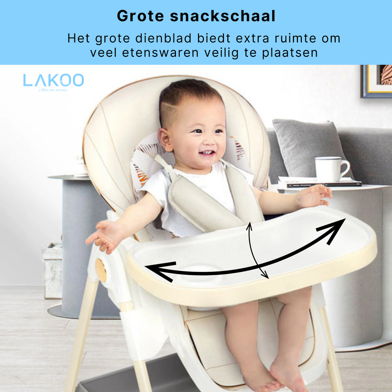 Lakoo Baby high chair with wheels White