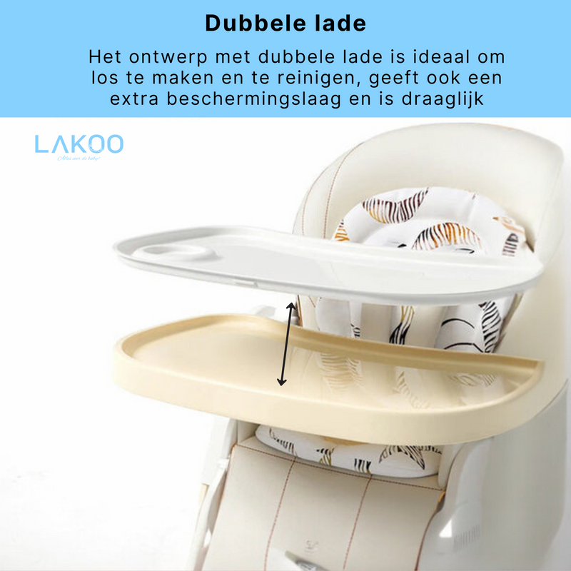 Lakoo Baby high chair with wheels White