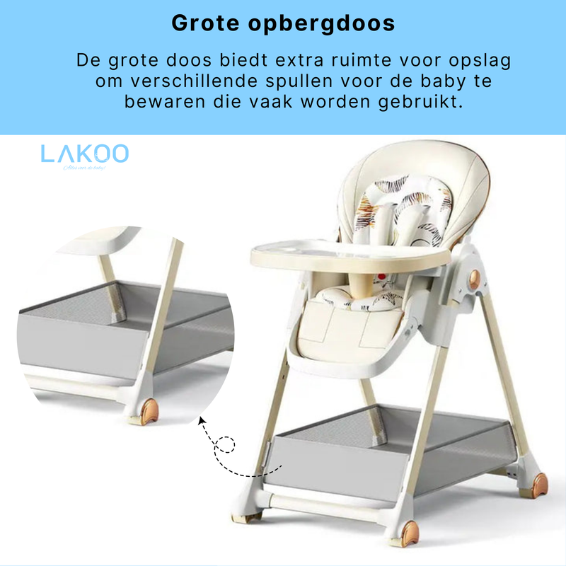 Lakoo Baby high chair with wheels White