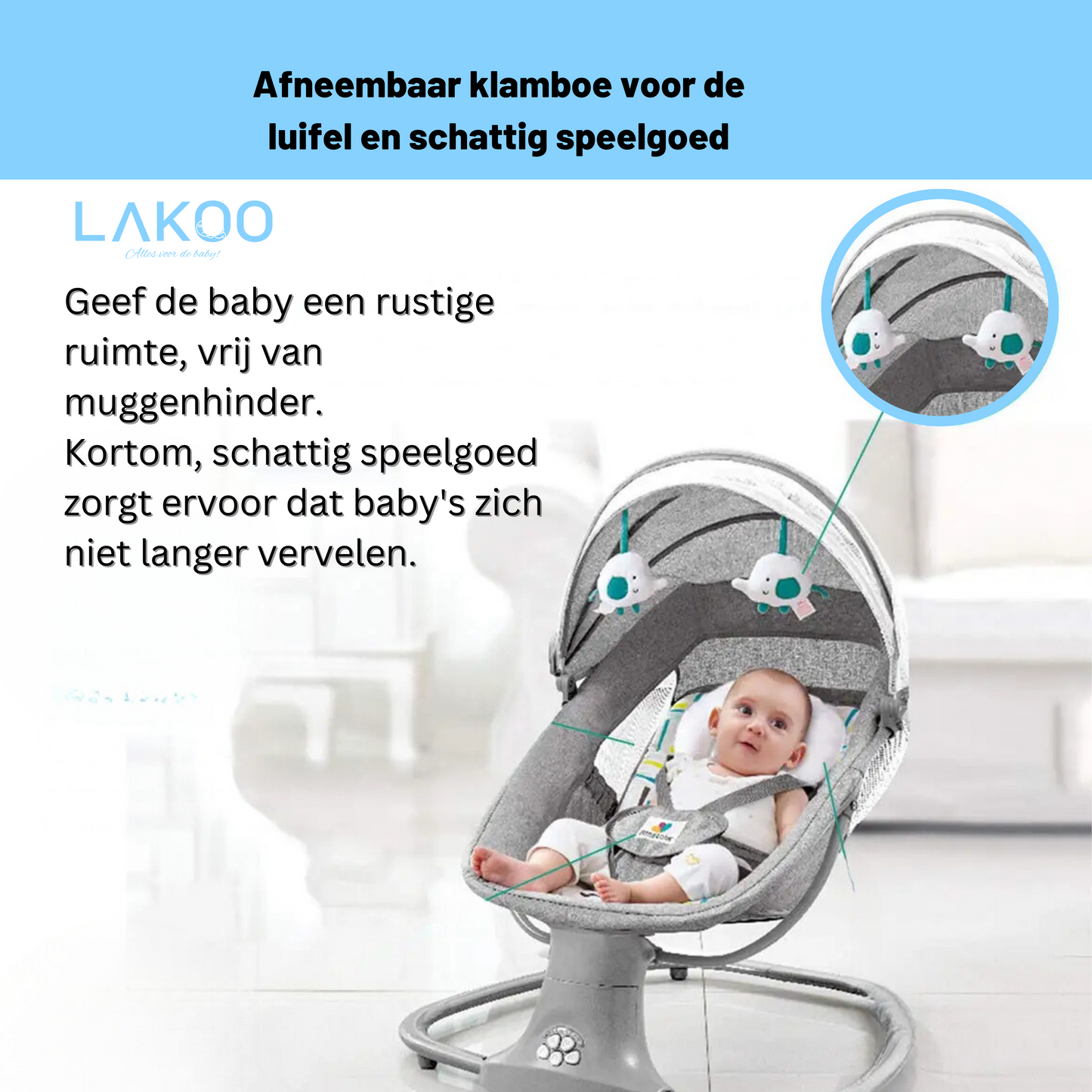 Lakoo Babybedje Babyschommel