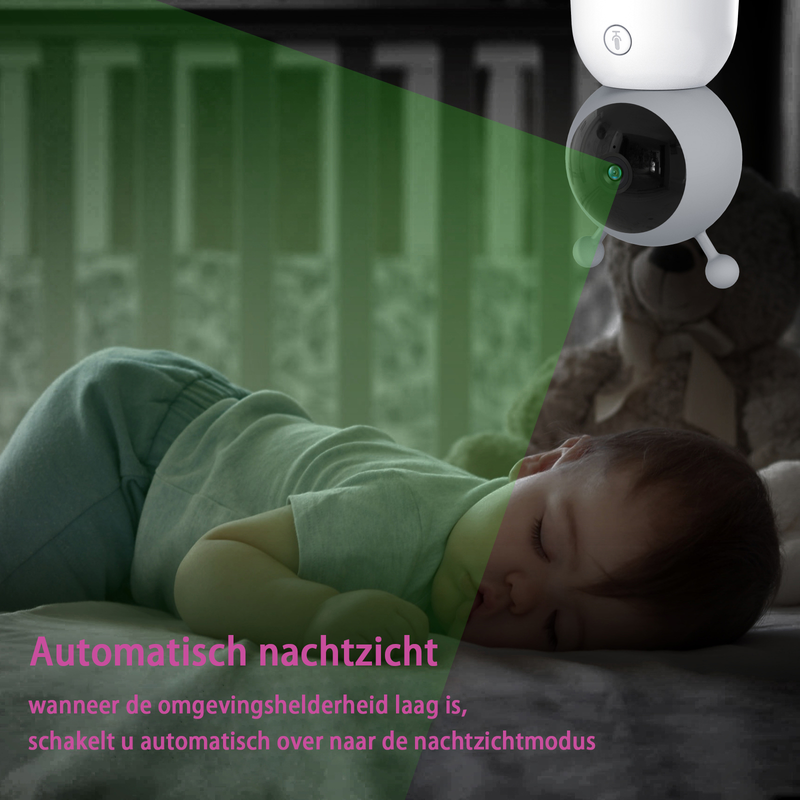 Lakoo Baby Monitor Pro 6T including holder and SD card built-in night light different colors