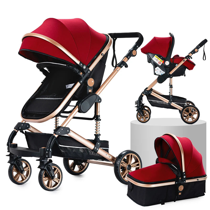 Kinderwagen 3-in-1 pasgeboren kinderwagen Lichtgewicht Newbaby-auto Reiskinderwagen voor pasgeboren baby Hoge landschapswagen Baby