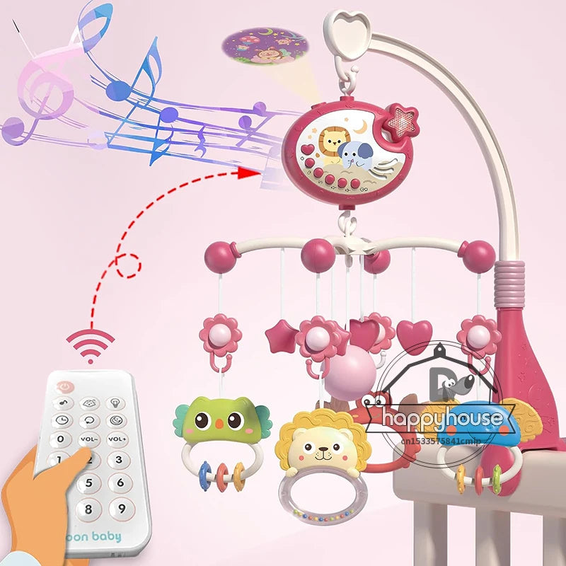 Mobile musical CPull pour bébé avec lumières, projection itude pour nourrissons, jouets télécommandés pour nouveau-nés