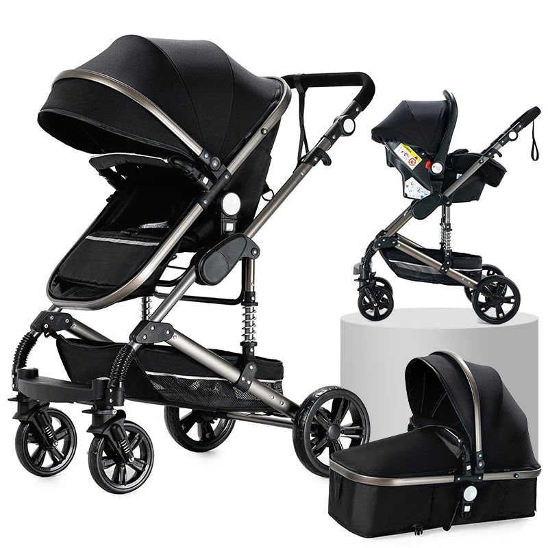 Kinderwagen 3-in-1 pasgeboren kinderwagen Lichtgewicht Newbaby-auto Reiskinderwagen voor pasgeboren baby Hoge landschapswagen Baby