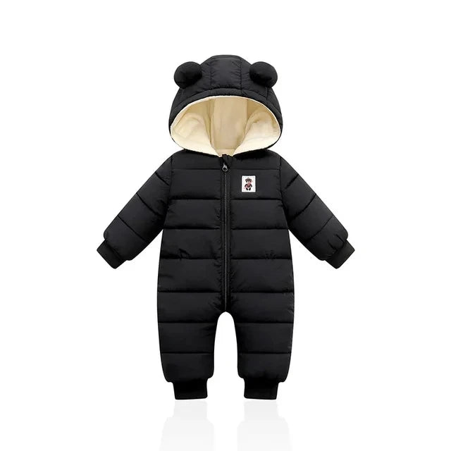 Winter Baby Thick Rompers Infants Plus Velvet Thicken Jumpsuit For Newborn Boy Coats Toddler Kids Hooded Jacket Children Clothes