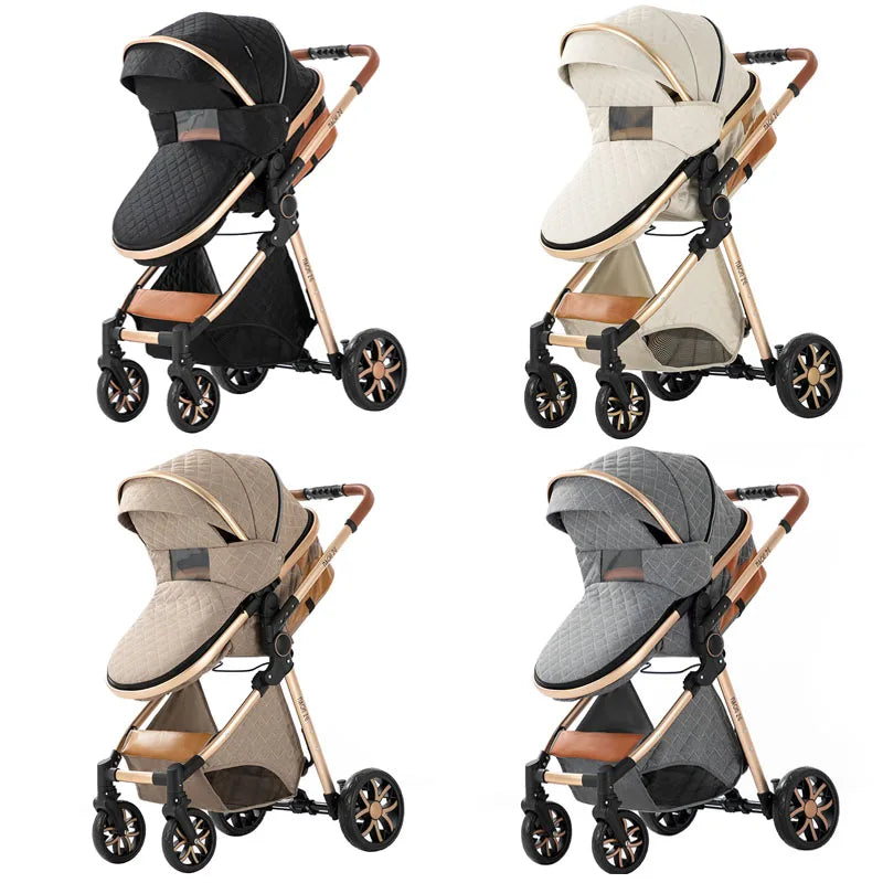 Kinderwagen 3-in-1 pasgeboren kinderwagen Lichtgewicht Newbaby-auto Reiskinderwagen voor pasgeboren baby Hoge landschapswagen Baby