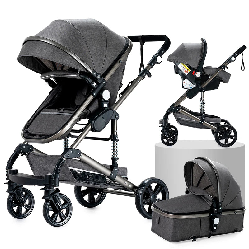 Kinderwagen 3-in-1 pasgeboren kinderwagen Lichtgewicht Newbaby-auto Reiskinderwagen voor pasgeboren baby Hoge landschapswagen Baby