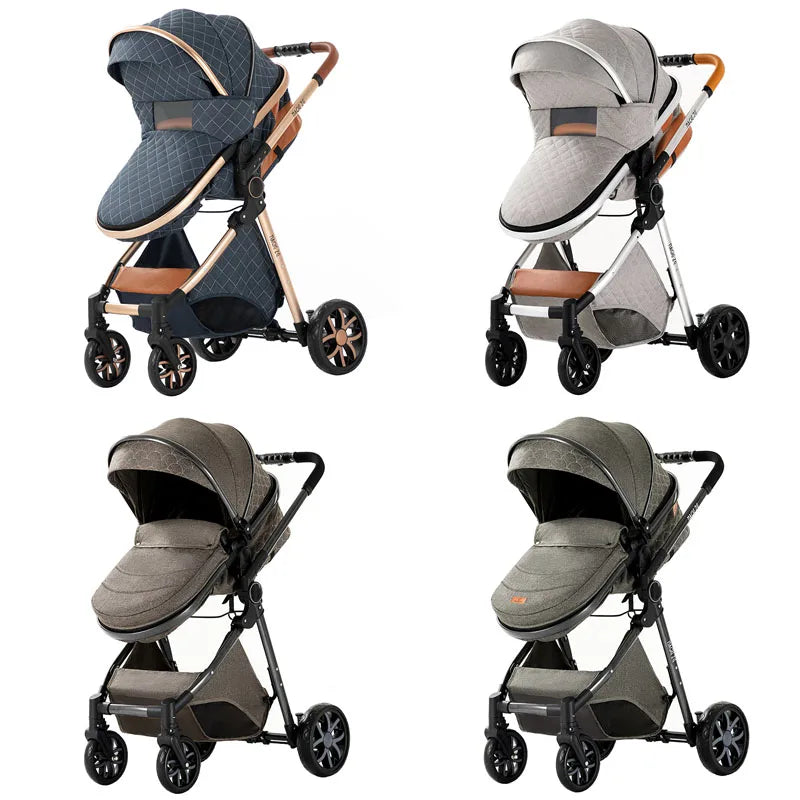 Kinderwagen 3-in-1 pasgeboren kinderwagen Lichtgewicht Newbaby-auto Reiskinderwagen voor pasgeboren baby Hoge landschapswagen Baby