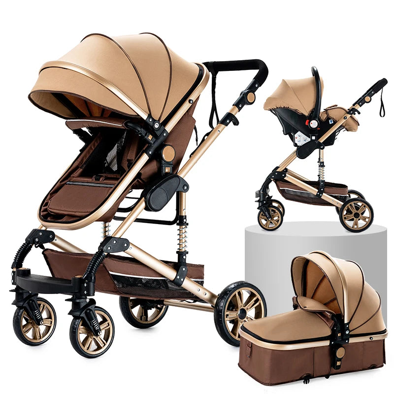 Kinderwagen 3-in-1 pasgeboren kinderwagen Lichtgewicht Newbaby-auto Reiskinderwagen voor pasgeboren baby Hoge landschapswagen Baby