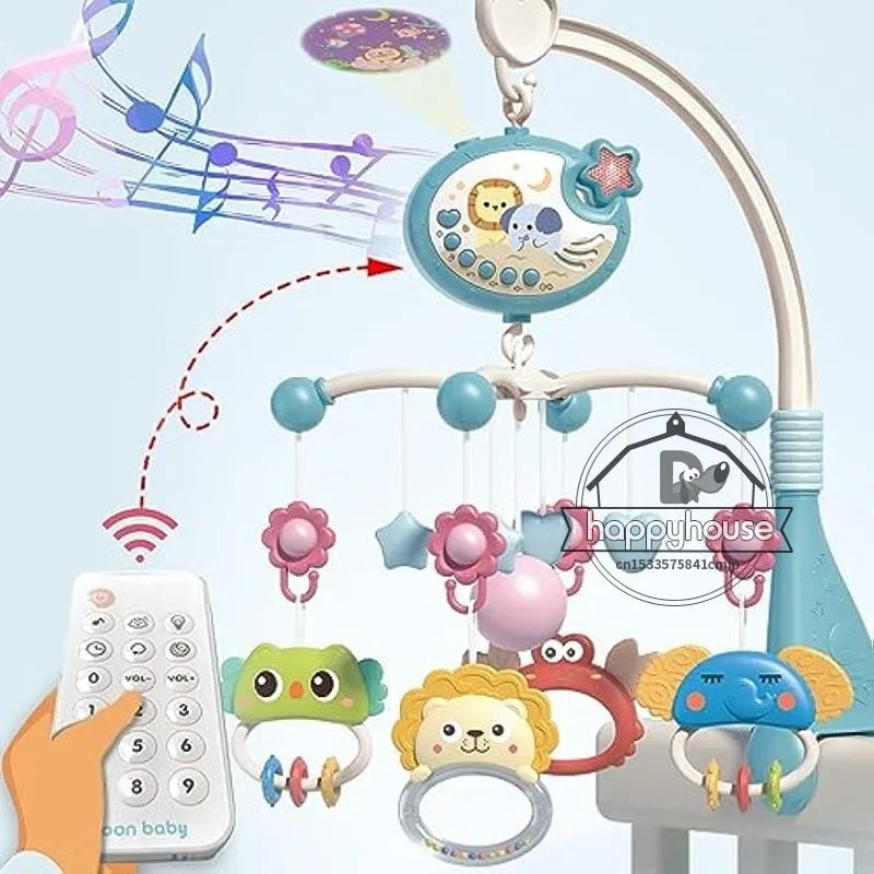 Mobile musical CPull pour bébé avec lumières, projection itude pour nourrissons, jouets télécommandés pour nouveau-nés