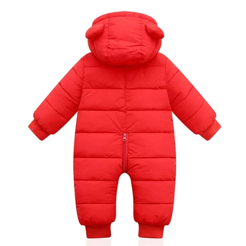 Winter Baby Thick Rompers Infants Plus Velvet Thicken Jumpsuit For Newborn Boy Coats Toddler Kids Hooded Jacket Children Clothes