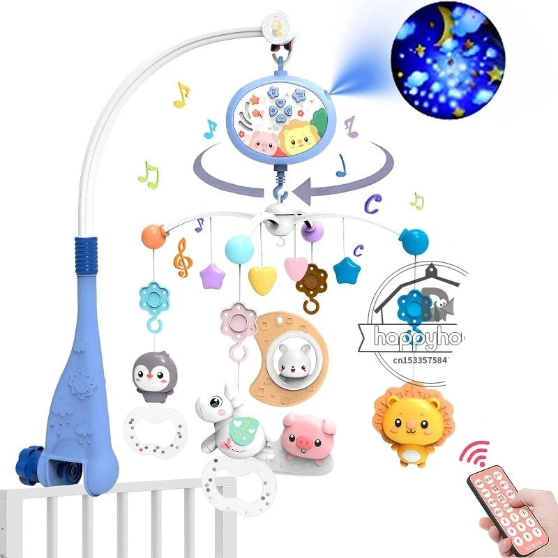 Mobile musical CPull pour bébé avec lumières, projection itude pour nourrissons, jouets télécommandés pour nouveau-nés