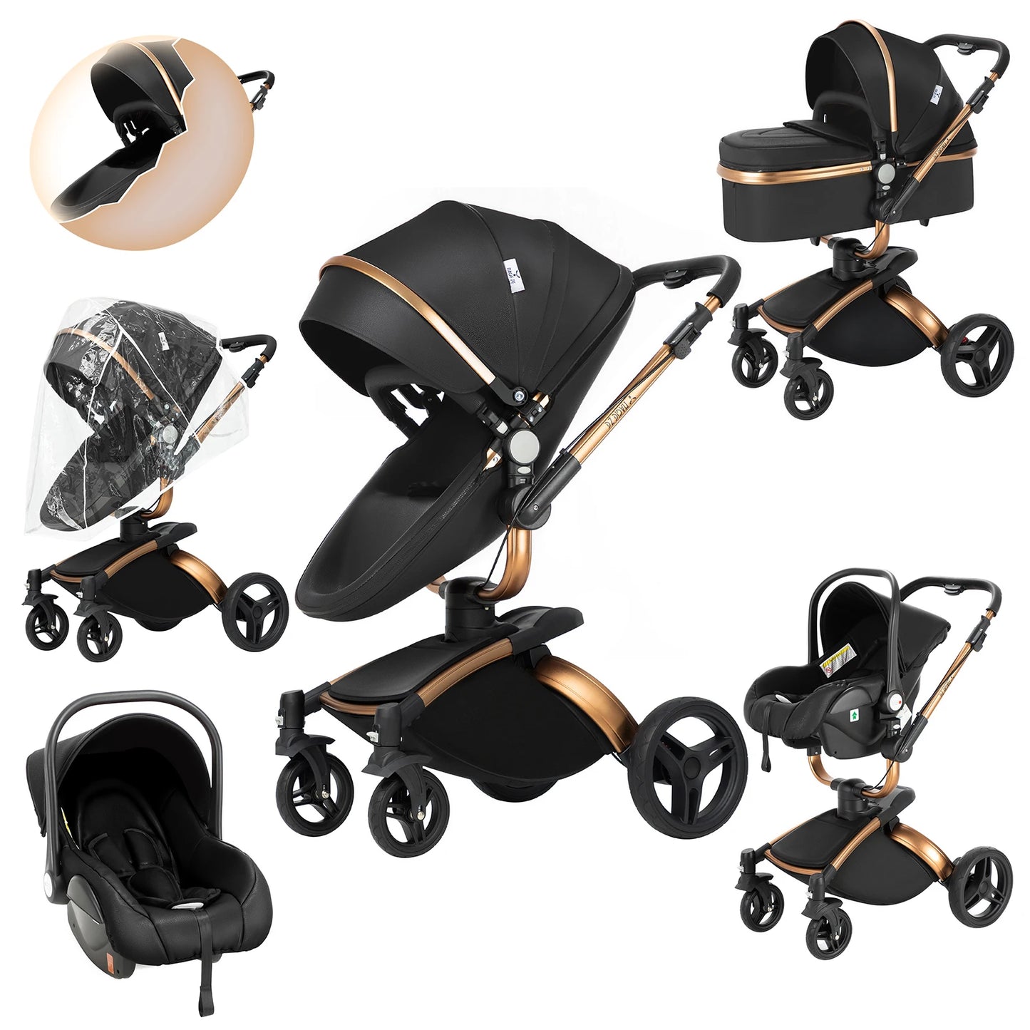 LAKOO Kinderwagen 3 in 1  black