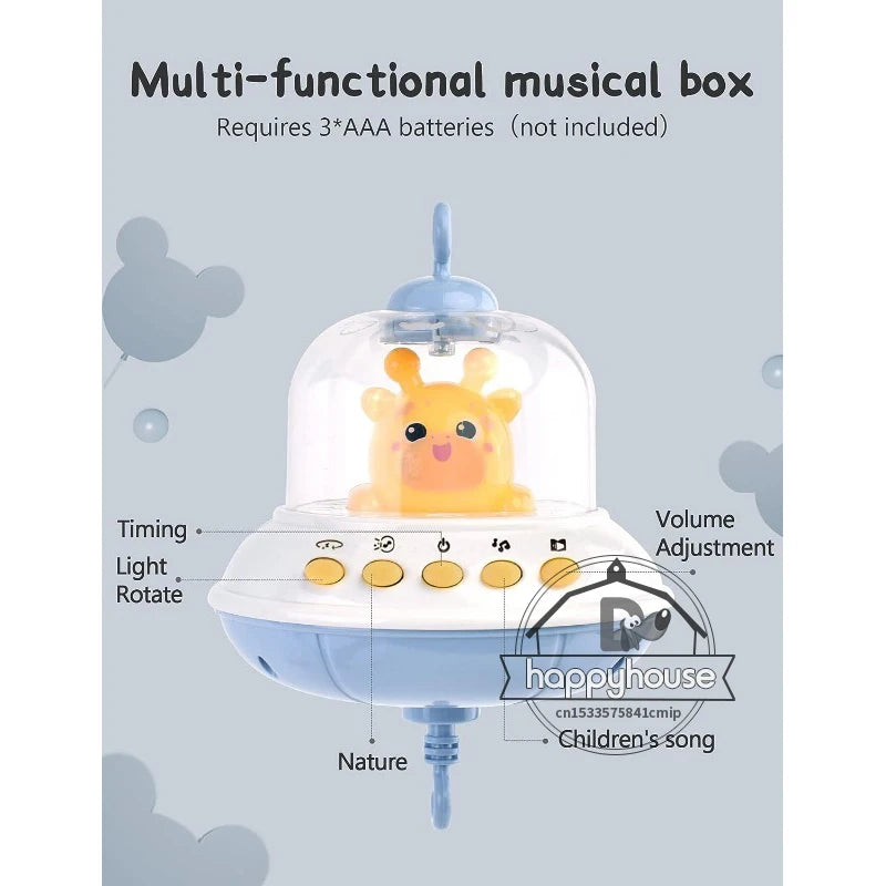 Mobile musical CPull pour bébé avec lumières, projection itude pour nourrissons, jouets télécommandés pour nouveau-nés