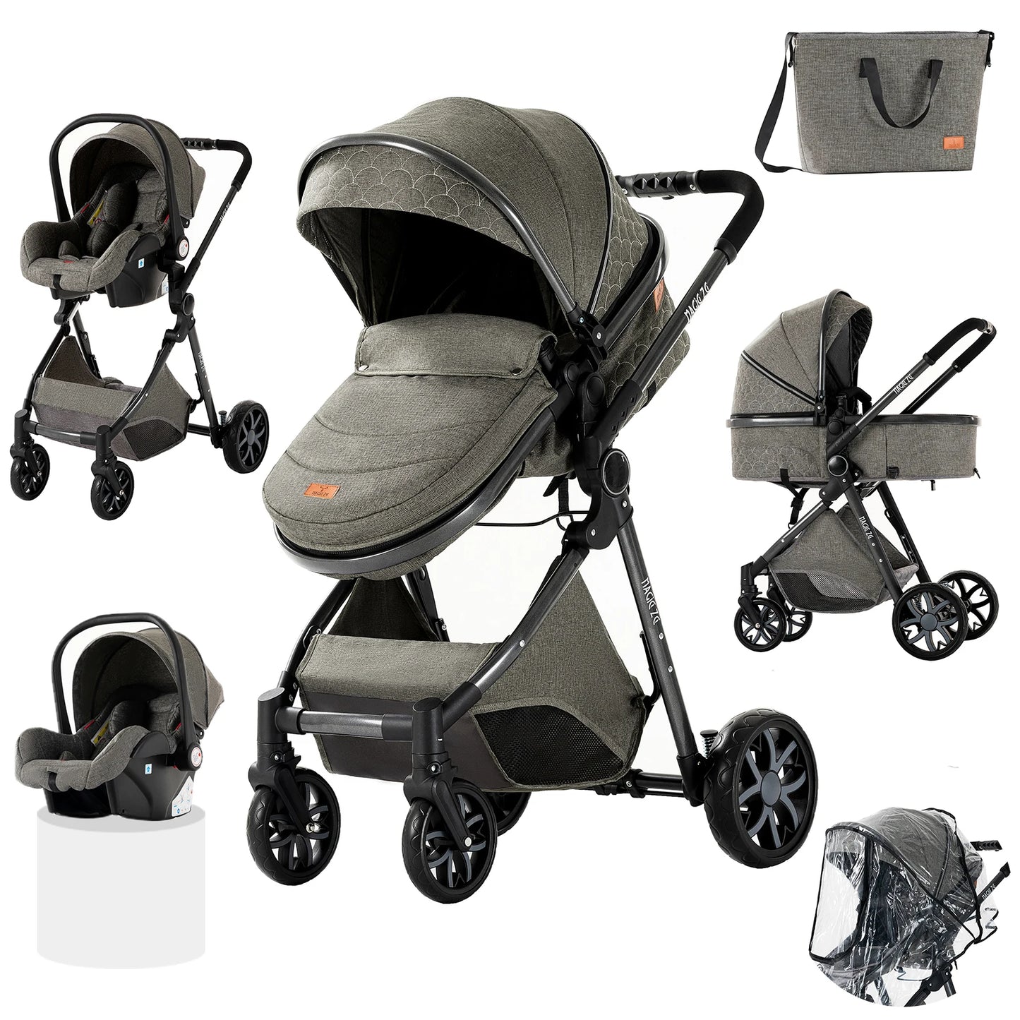 Kinderwagen 3-in-1 pasgeboren kinderwagen Lichtgewicht Newbaby-auto Reiskinderwagen voor pasgeboren baby Hoge landschapswagen Baby