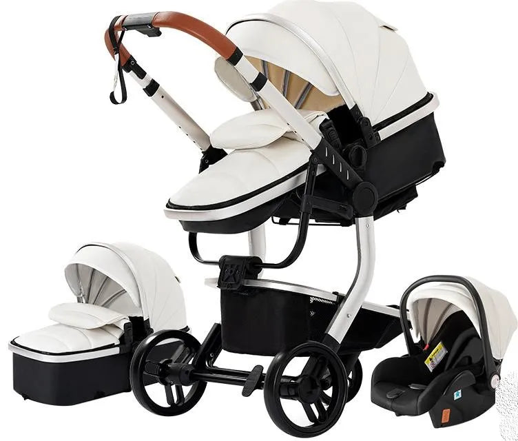 LAKOO Baby Witte Kinderwagen 3 in 1 WIt