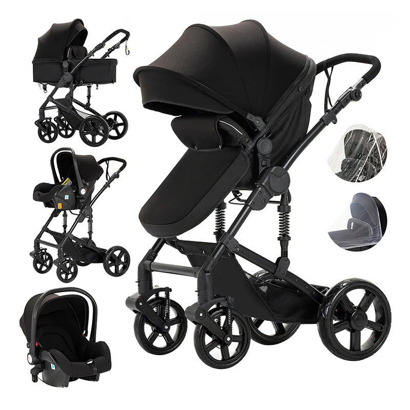 Kinderwagen 3-in-1 pasgeboren kinderwagen Lichtgewicht Newbaby-auto Reiskinderwagen voor pasgeboren baby Hoge landschapswagen Baby