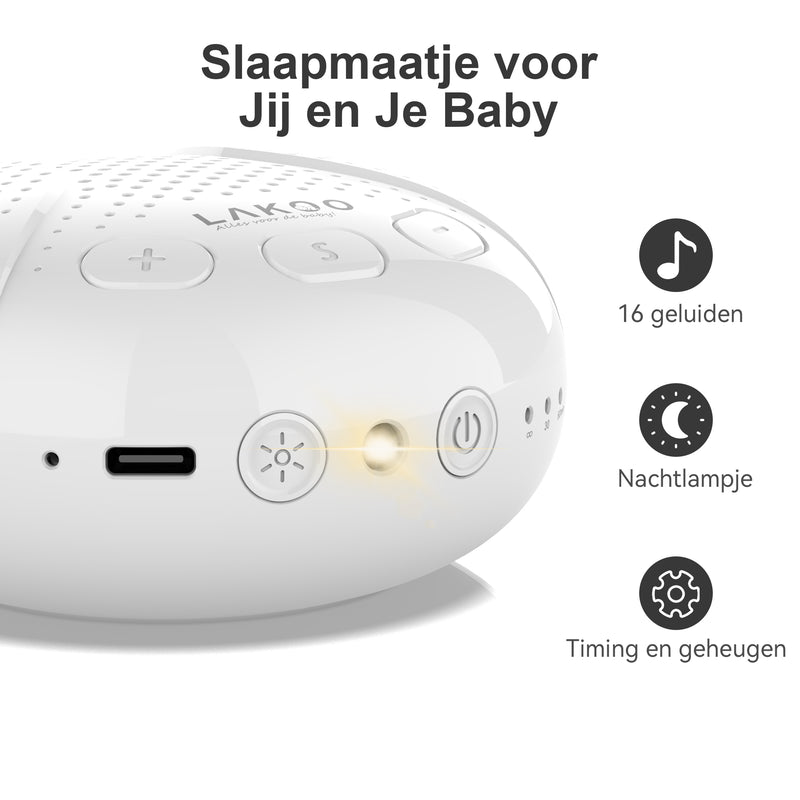 Lakoo White noise - machine baby - Muziekmobiel Baby - Witte ruis machine - accu voor 100 uur