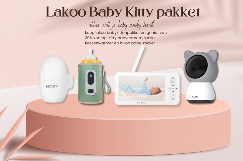 Lakoo baby Kitty babyfoon met monitor met lakoo flesswarmer met lakoo baby rocker combi deal 4