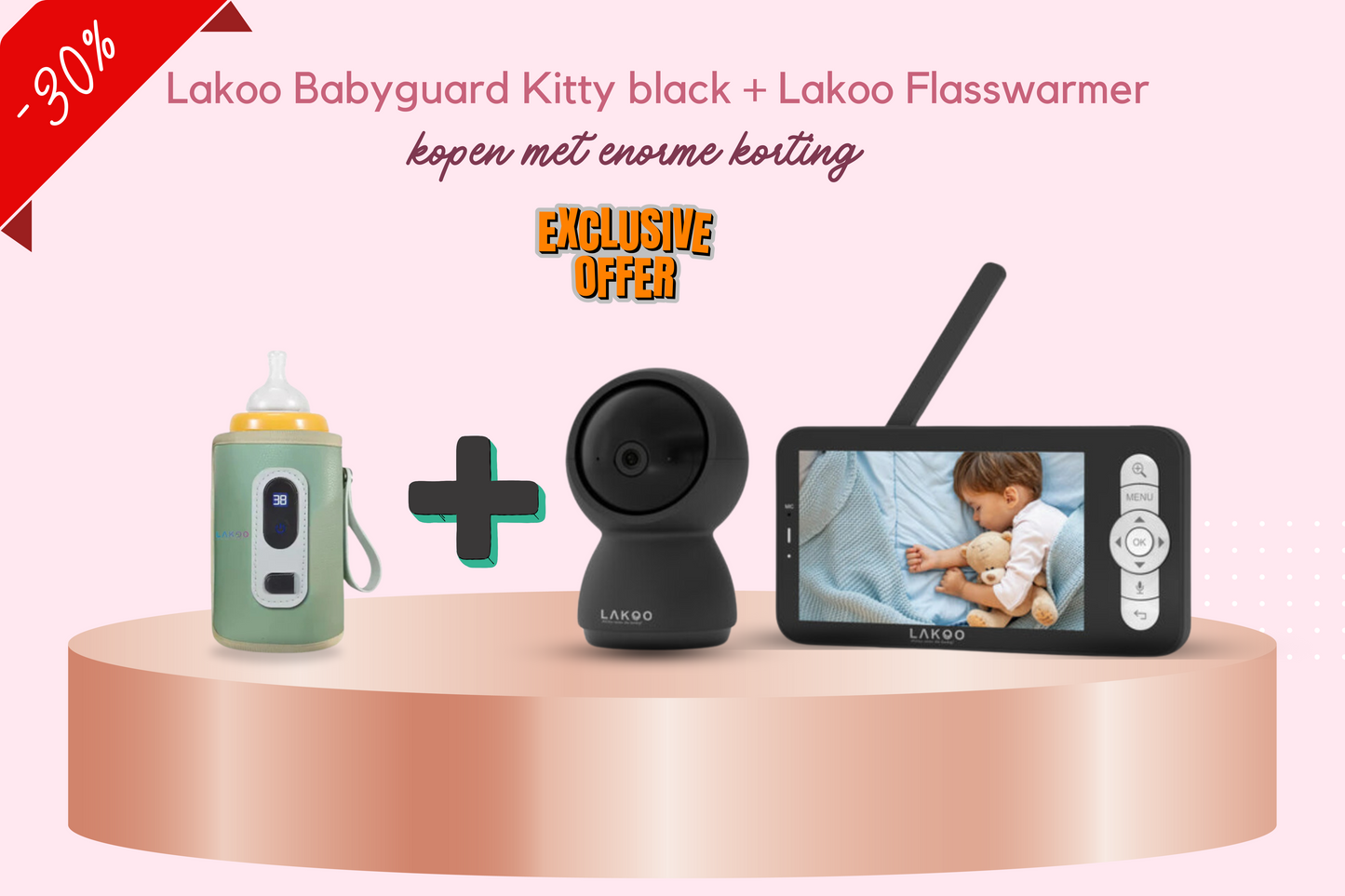 Lakoo baby Kitty Black en Lakoo baby Flessenwarmer combi deal 3